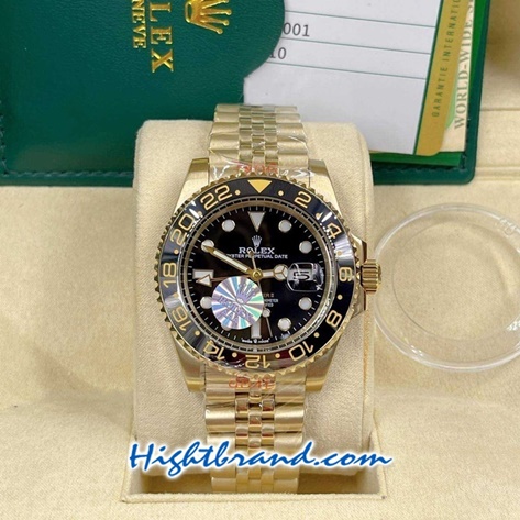 Rolex GMT Gold Black Dial Jubilee 40mm Replica Watch 10